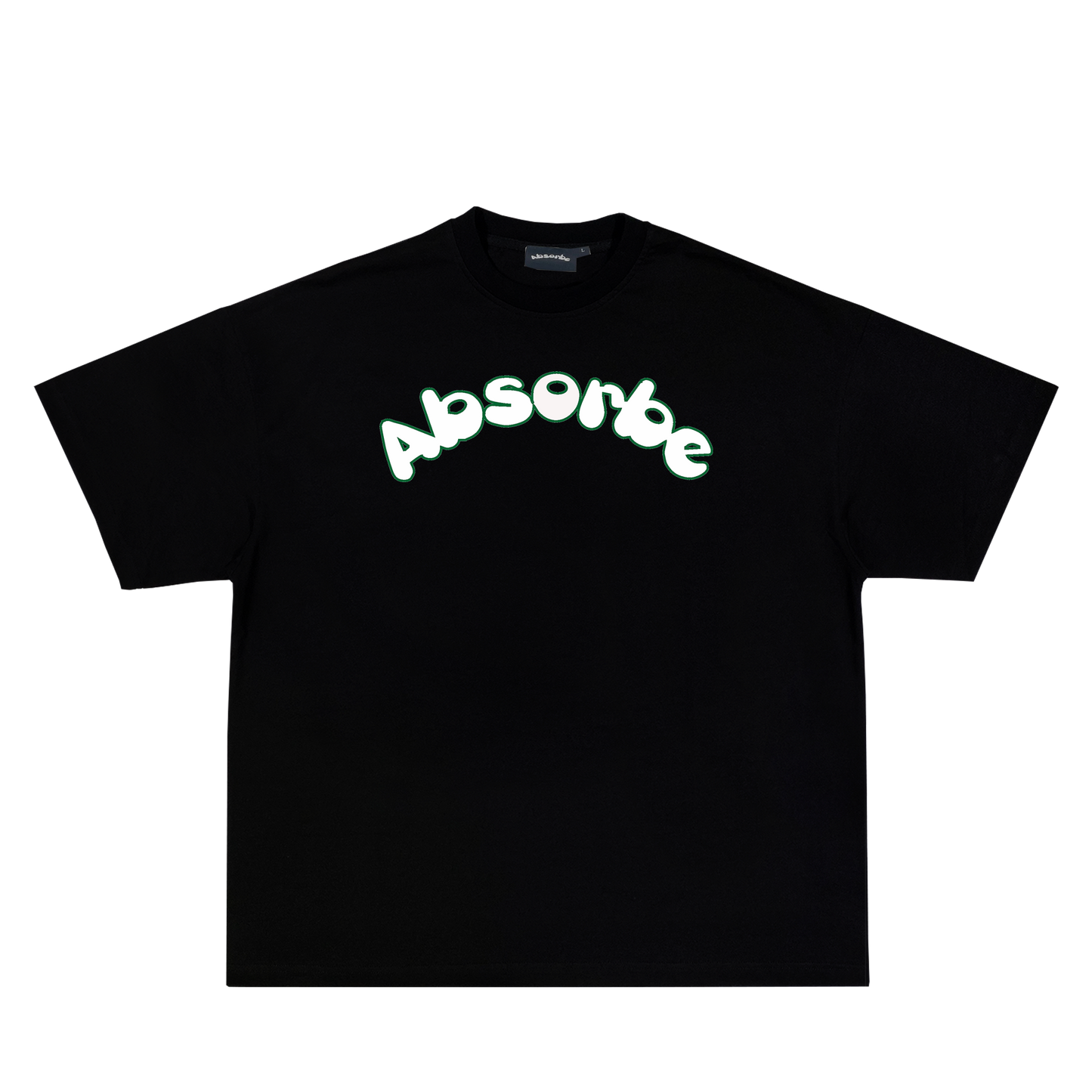 Black Oversized Tee - Green Outline