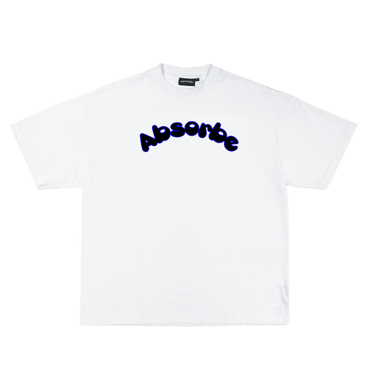 White Oversized Tee - Blue Outline